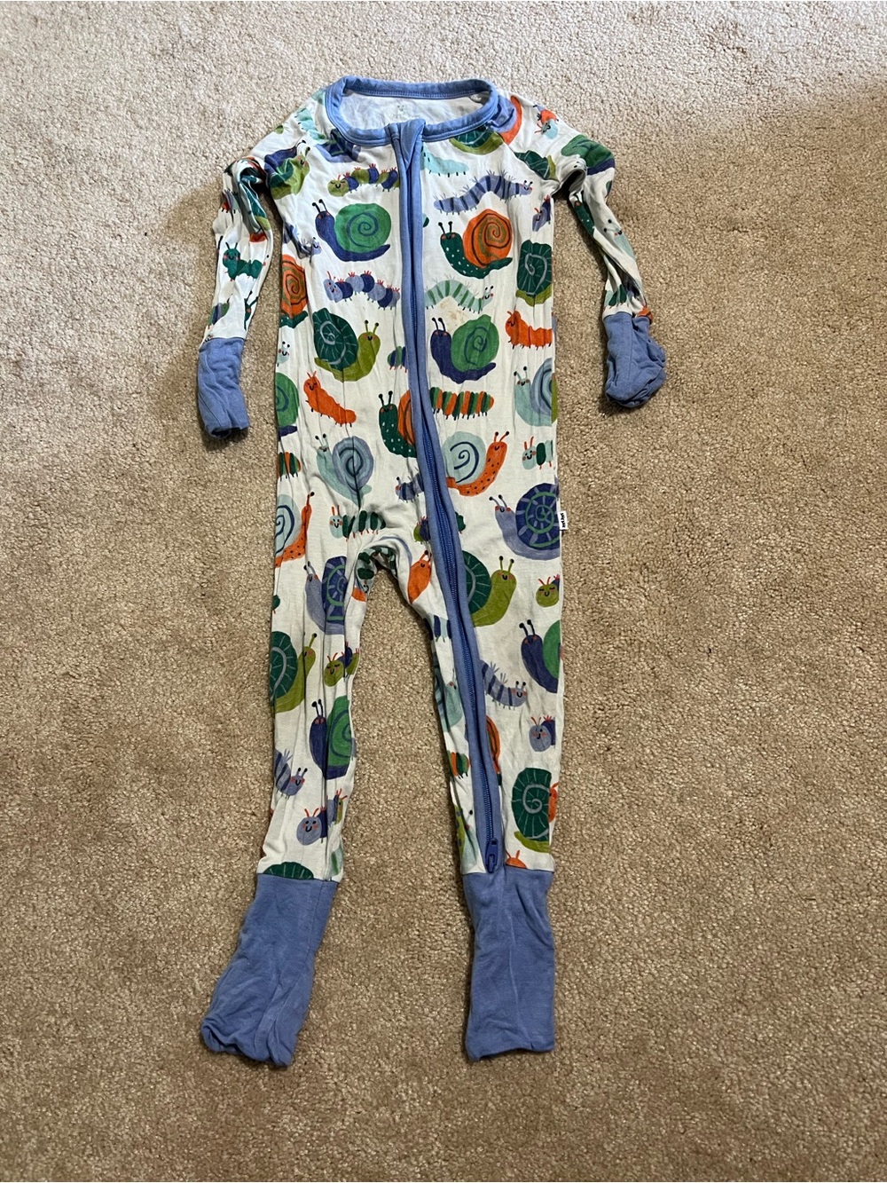 Little Sleepies Inchin Along Bugs Zippie Pajamas Bamboo size 6-12 months